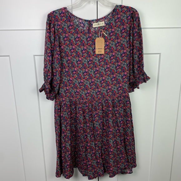 NATURAL LIFE Dresses & Skirts - Natural Life Blair Floral Mini Dress MEDIUM Cottagecore Romantic Boho Western